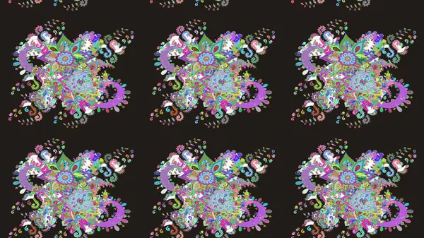 Düz Çiçek Elementleri Tasarımı. Renkli Bahar Teması eskiz kalıbı. Raster güzel kumaş deseni çiziyor. Çiçek deseni.