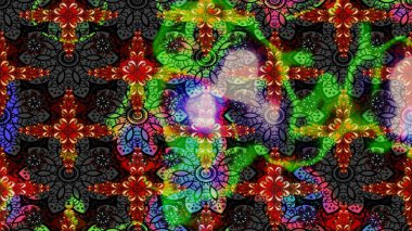 Siyah renkli etnik çiçeklerle süslenmiş zarif bir eskiz şekli. Raster Çiçek İllüstrasyon Şirin Tekstil.