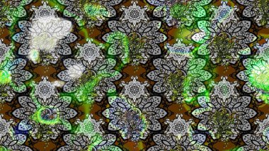 Gri renkli bitkilerden oluşan parlak çiçekli çizim deseni.