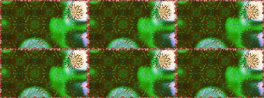 Soyut etnik raster kusursuz desen. Arkaplan dokusu, duvar kağıdı, yeşil renkli çiçek teması. Kabile sanatı boho baskısı, klasik çiçek arkaplanı.