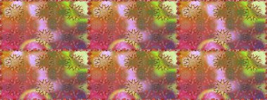 Şirin çiçek elementleri. Kusursuz. Kahverengi renkli çiçekler. Raster illüstrasyonu.