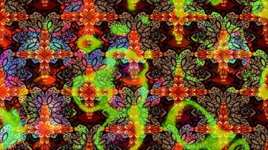 Çiçekler. Soyut etnik raster çizim kalıbı. Vadinin çiçekleri siyah renklerde.