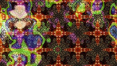 Varicolobrown Raster çizimi. Bir sürü kahverengi ve soyut çiçekli tropik eskiz deseni. Küçük çiçekte sevimli çiçek deseni var..