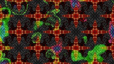 Çiçekli karalama şeklinde Raster çiçek deseni. Nazik, yaz çiçekleri siyah renklerde. Raster illüstrasyonu.