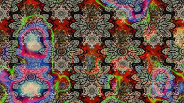 Raster illüstrasyonundaki çiçek desenli çizim. Güzel kumaş deseni. Renkli Bahar Teması eskiz kalıbı. Düz Çiçek Elementleri Tasarımı.