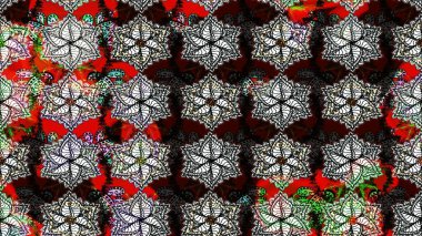 Çiçek ve yapraklı karalama şeklinde Raster çiçek deseni. Yumuşak, bahar çiçekleri siyah renklerde. Raster illüstrasyonu.