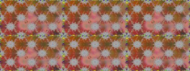 Birçok kahverengi ve soyut çiçekli tropikal desenler. Varicolobrown raster kusursuz illüstrasyon. Küçük çiçekte sevimli çiçek deseni var..