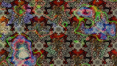 Sketch Floral Pattern in Raster illustration. Fancy fabric pattern. Colour Spring Theme sketch pattern Background. Flat Flower Elements Design.