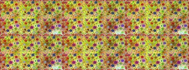 Kabile sanatı boho baskısı, klasik çiçek arkaplanı. Soyut etnik raster kusursuz desen. Arkaplan dokusu, duvar kağıdı, sarı ve yeşil renkli çiçek teması.