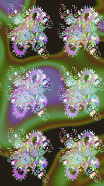 Çiçekli karalama şeklinde Raster çiçek deseni. Yumuşak, yeşil renkli bahar çiçekleri. Raster illüstrasyonu.