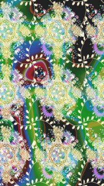 Suluboya çizim kalıbı. Çiçek izi. Suluboya tarzında yeşil renkte çiçekler.