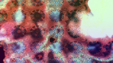 Çiçeksel fantezi tasarımı ve parlak bir arka plan çizimi. Renkli Bahar Teması eskiz kalıbı. Düz Çiçek Elementleri Tasarımı.