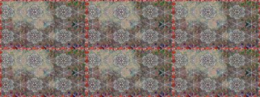 Renkli Bahar Temalı Kusursuz Arkaplan. Düz Çiçek Elementleri Tasarımı. Raster illüstrasyonunda kusursuz çiçek deseni. Gri renkli çiçekler.