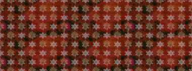 Tişörtsüz arka plan deseni. Tropik çiçekler. Kahverengi ve kırmızı renkte çiçekler.