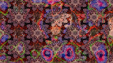 Raster illüstrasyonundaki çiçek desenli çizim. Pembe renkli çiçekler. Renkli Bahar Teması eskiz kalıbı. Düz Çiçek Elementleri Tasarımı.