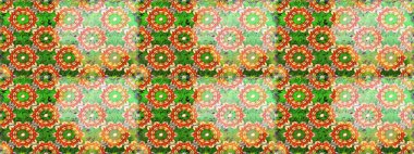 Altın elementlerle yeşil renklerde altın desen. Kusursuz desenli oryantal süs. İslam tasarımı. Çiçek kiremitleri. Raster altın tekstil baskısı.