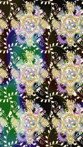 Desen, çizim, çiçek sınırı. Çiçek çelengi. Güzel, parlak, pürüzsüz kumaş, tuval. Kıvırcık, parlak örgü. Eski moda arka plan. Raster illüstrasyonu.