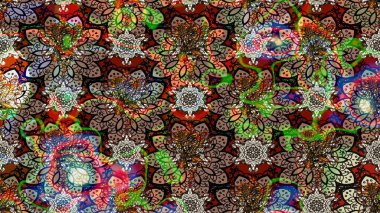 Motley illüstrasyonu. Küçük renkli çiçekler. Küçük çiçekte güzel bir desen. Moda baskıları için zarif bir şablon. Kahverengi çiçekli bahar çiçekleri.