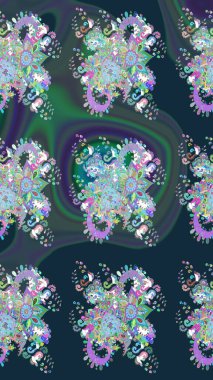 Tomurcukları çiçek olan sevimli bir çiçek deseni. Eskiz geçmişi. Raster illüstrasyonu. Kumaş, tekstil, duvar kağıdı baskısı için. Eski usul. Raster..