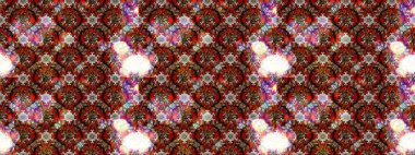 Raster illüstrasyonu. Çiçek desenli çizim. Asya tekstil tarzında. Kahverengi renkli çiçekler. Raster illüstrasyonu.