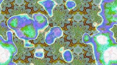 Raster illüstrasyonundaki çiçek desenli çizim. Yeşil renkte çiçekler.