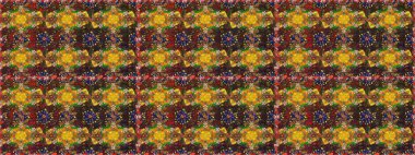 Renkli Yaz Temalı Kusursuz Arkaplan. Raster çiçekli arka plan. Yazdır. Düz Çiçek Elementleri Tasarımı. Güzel, pürüzsüz bir desen. Şirin kumaş deseni.