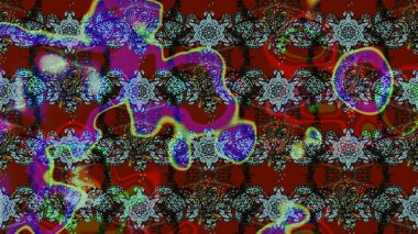 Ağaç dallı bahar çiçekleri, çiçek siluetiyle kırmızı renkte desen. Raster deseni.