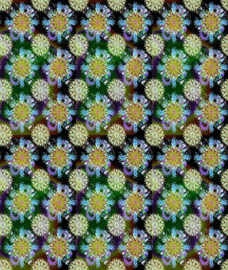 Tarafsız ve yeşil renklerde çiçekler. Çiçekli karalama şeklinde Raster çiçek deseni. Nazik, narin çiçek arkaplanı.