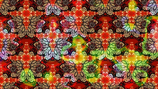 Renkli çizim kalıbı. Çiçek arkaplan. Çiçek duvar kâğıdı. Raster illüstrasyonu. Kırmızı renklerde şirin tekstil.