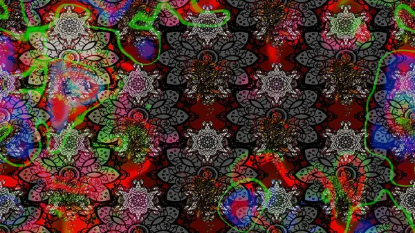 Çizim çiçek deseni duvar kâğıdı olarak kullanılabilir. Siyah renkli çiçekler. Raster illüstrasyonu.