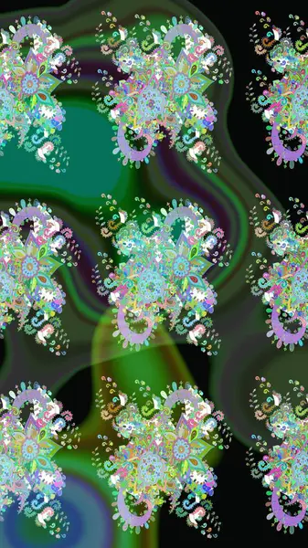 Çiçek deseni. Raster illüstrasyonu. Chichi 'nin kumaş kalıbını çiz. Renkli Bahar Teması eskiz kalıbı. Düz Çiçek Elementleri Tasarımı.