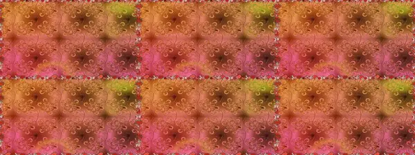 Raster illüstrasyonunda kusursuz çiçek deseni. Çiçekler suluboya tarzında turuncu renkte.