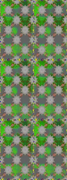 Kusursuz çiçek deseni. Yeşil ve gri renkli çiçekler. Raster illüstrasyonu. Raster illüstrasyonu. Asya tekstil tarzında.