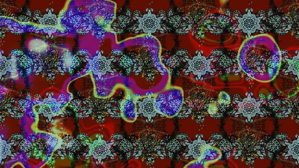 Ağaç dallı bahar çiçekleri, çiçek siluetiyle kırmızı renkte desen. Raster deseni.