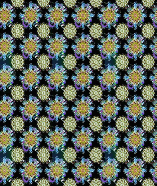 Siyah ve nötr renklerde çiçekler. Raster illüstrasyonu. Çiçekli, suluboya desenli kusursuz çiçek deseni. Renkli Bahar Temalı Kusursuz Arkaplan. Düz Çiçek Elementleri Tasarımı.