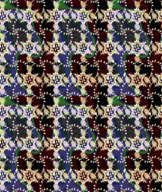 Küçük çiçekte hoş bir çiçek deseni var. Çiçeksel elementlerle süslenmiş zarif raster dokusu. Kahverengi ve siyah renklerde parlak çiçeklerle soyut ve pürüzsüz desen.