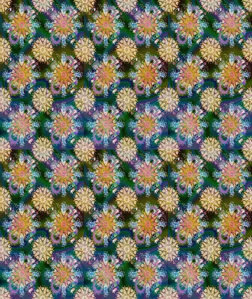 Çiçekli, pürüzsüz bir desen. Yumuşak, bahar çiçekleri mavi ve bej renklerinde. Raster çiçekleri klasik tarzda çizilmiş. Raster illüstrasyonu.