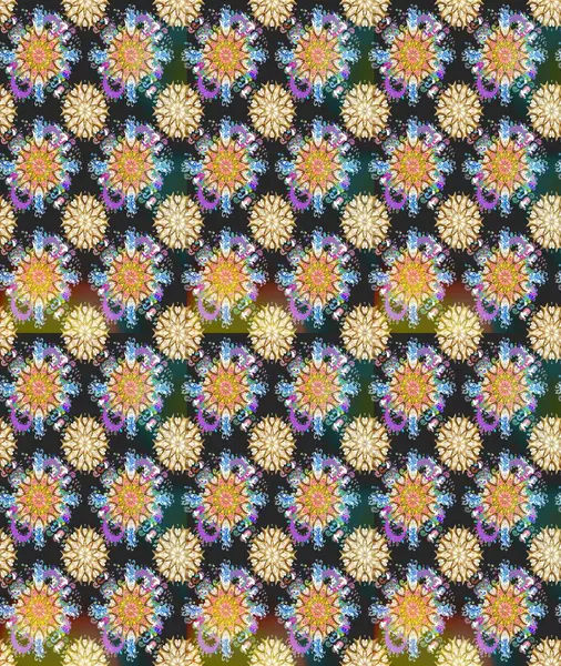 Gri ve bej renklerde etnik çiçeklerle kusursuz bir desen. Raster Çiçek İllüstrasyonu güzel tekstil..