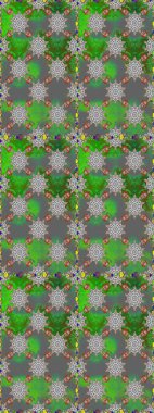 Kusursuz çiçek deseni. Yeşil ve gri renkli çiçekler. Raster illüstrasyonu. Raster illüstrasyonu. Asya tekstil tarzında.