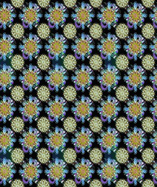 Siyah ve nötr renklerde çiçekler. Raster illüstrasyonu. Çiçekli, suluboya desenli kusursuz çiçek deseni. Renkli Bahar Temalı Kusursuz Arkaplan. Düz Çiçek Elementleri Tasarımı.