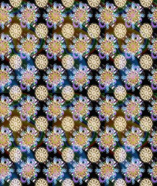 Dikişsiz desen moda kumaş desen. Sevimli çiçek elemanları. Raster Illustration. Düz çiçek elemanları tasarım. Renkli Bahar teması Dikişsiz desen arka plan.