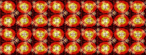 Tropik çiçekler. Kırmızı ve sarı renkte çiçekler. Tişörtsüz arka plan deseni.