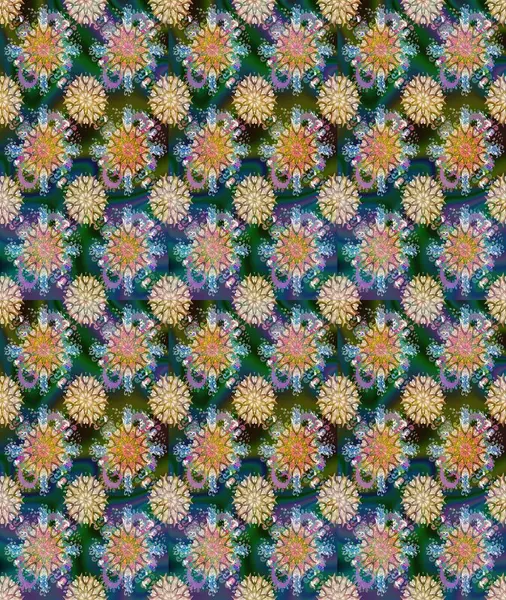 Çiçekli, pürüzsüz bir desen. Yumuşak, bahar çiçekleri mavi ve bej renklerinde. Raster çiçekleri klasik tarzda çizilmiş. Raster illüstrasyonu.