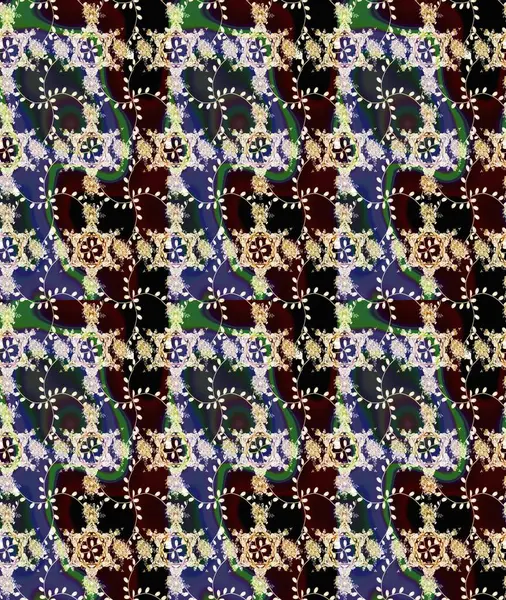 Küçük çiçekte hoş bir çiçek deseni var. Çiçeksel elementlerle süslenmiş zarif raster dokusu. Kahverengi ve siyah renklerde parlak çiçeklerle soyut ve pürüzsüz desen.