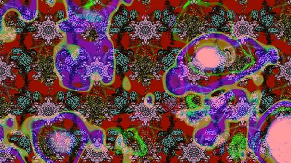 Küçük bir çiçekte eskiz deseni. Hoş bir çiçek geçmişi var. Güzel kumaş deseni. Raster illüstrasyonu.