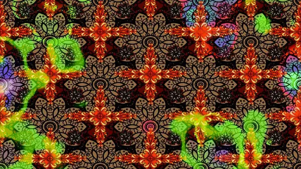 Çiçek deseni. Raster illüstrasyonu. Chichi 'nin kumaş kalıbını çiz. Renkli Bahar Teması eskiz kalıbı. Düz Çiçek Elementleri Tasarımı.