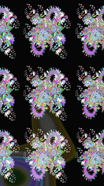 Kızılderili desenli desenli desenli şal deseni. Etnik Mandala süsü. Raster Henna dövme stili. Tekstil, tebrik kartı, boyama kitabı, telefon kılıfı baskısı için kullanılabilir.