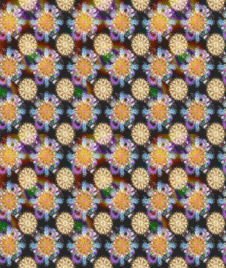 Renkli Yaz Temalı Kusursuz Arkaplan. Sevimli çiçek raster deseni. Düz Çiçek Elementleri Tasarımı. Modaya uygun kumaş deseni.