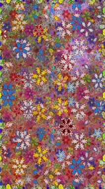 Raster illüstrasyonunda kusursuz çiçek deseni. Kahverengi renkte çiçekler.