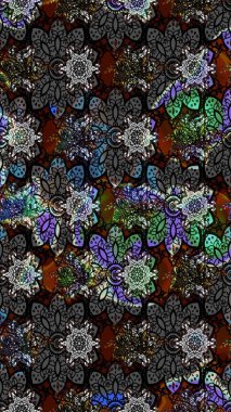 Renkli Bahar Teması eskiz kalıbı. Raster güzel kumaş deseni çiziyor. Çiçek deseni. Düz Çiçek Elementleri Tasarımı.